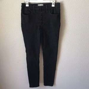 Madewell 9” High Rise Exposed Button Fly Skinny Black Jeans size 30